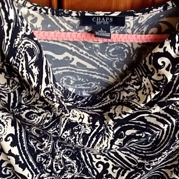 Chaps black swirl blouse size Large - Picture 2 of 6